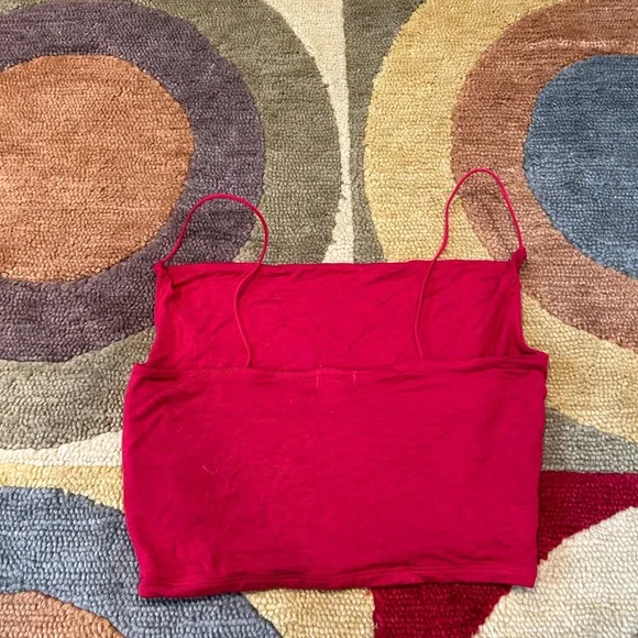 Garage Clothing Red Bungee Strap Cowl Neck Crop Tank Top Stretchy Size XS - Picture 3 of 3